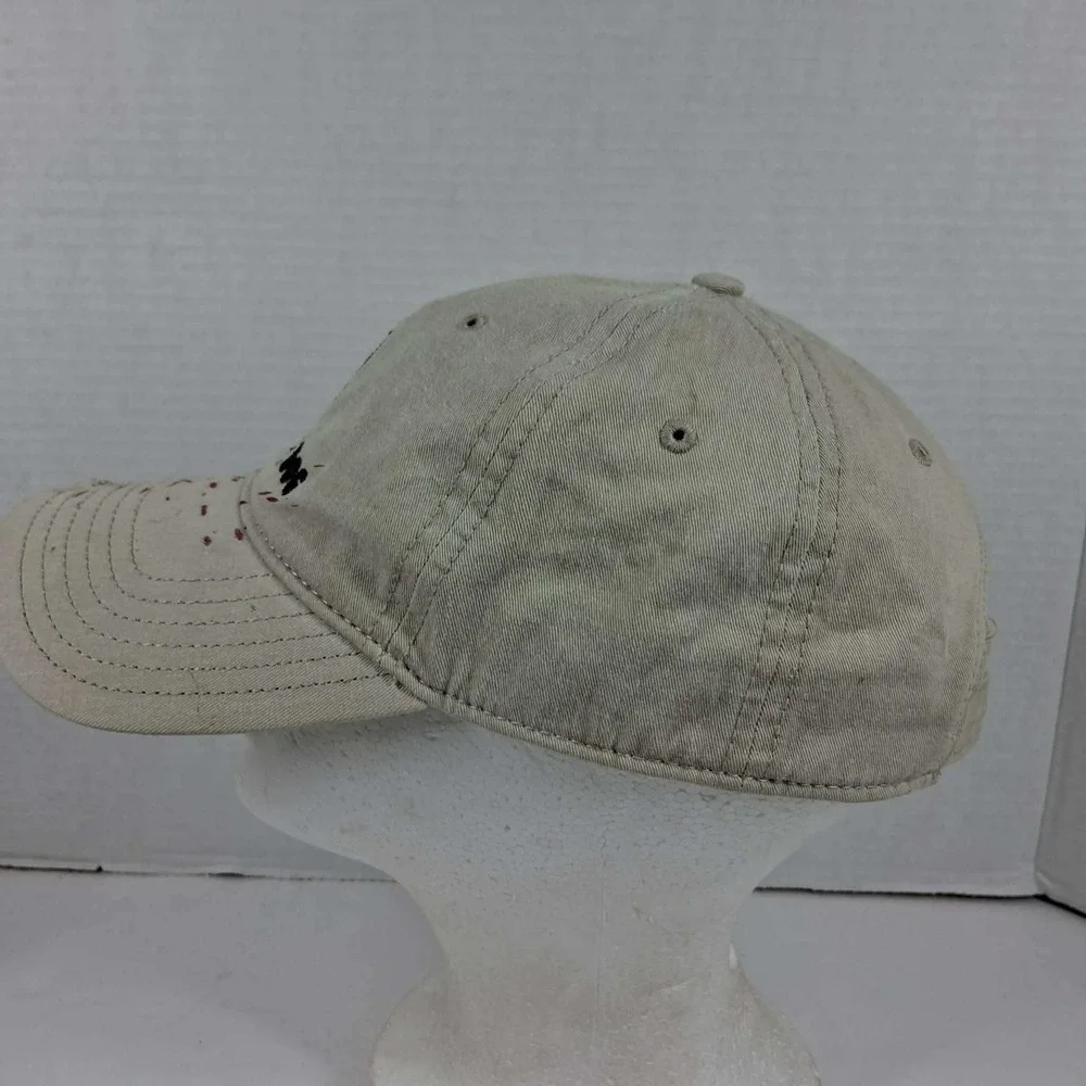 Triangle Sport Headwear Beware of Dog Distressed Splatter‎ Baseball Cap Khaki